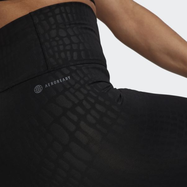 Optime Training Croc Emboss 7/8 Legging Noir Adidas