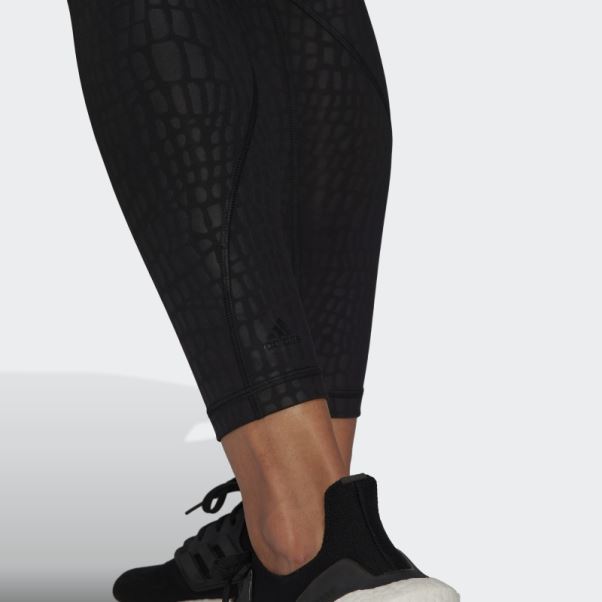Optime Training Croc Emboss 7/8 Legging Noir Adidas