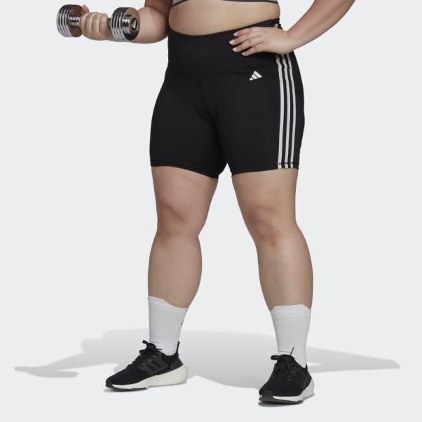 Legging Court Adidas Training Essentials 3 Bandes Taille Haute Noir (grande Taille)