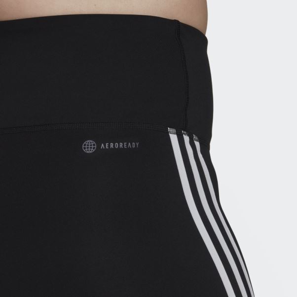 Legging Court Adidas Training Essentials 3 Bandes Taille Haute Noir (grande Taille)