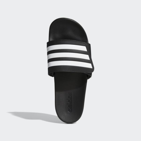 Adidas Noir Adilette Confort Diapositives De Bandage Ajustables