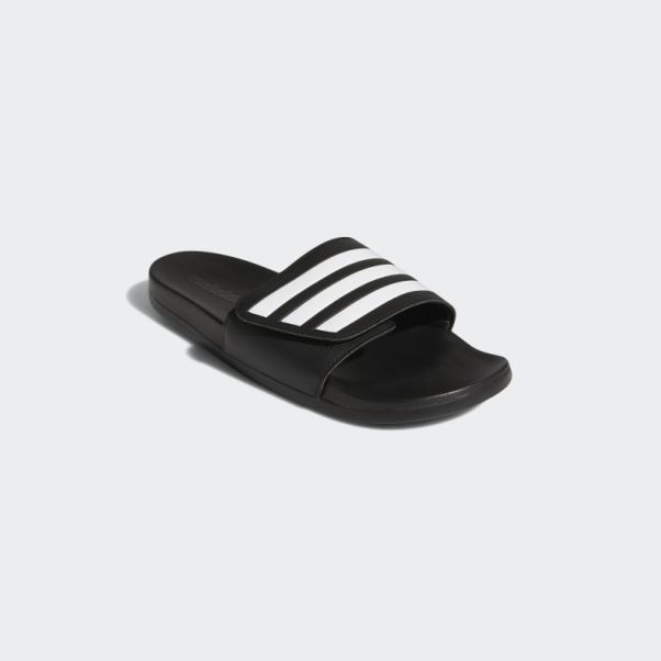 Adidas Noir Adilette Confort Diapositives De Bandage Ajustables