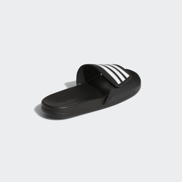 Adidas Noir Adilette Confort Diapositives De Bandage Ajustables