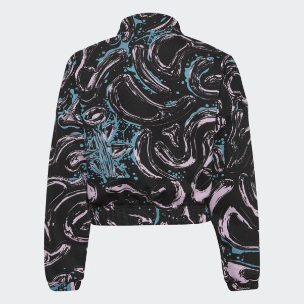 Sweat Ras Du Cou Court à Demi-zip Imprimé Adidas Noir