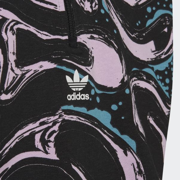 Sweat Ras Du Cou Court à Demi-zip Imprimé Adidas Noir