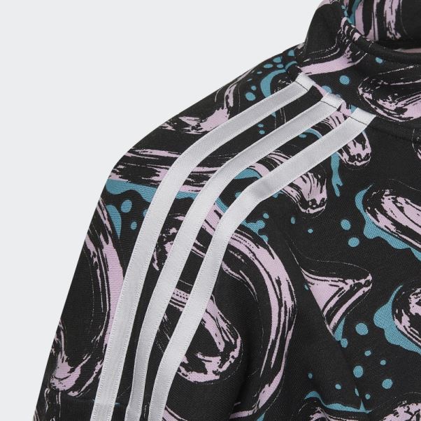 Sweat Ras Du Cou Court à Demi-zip Imprimé Adidas Noir