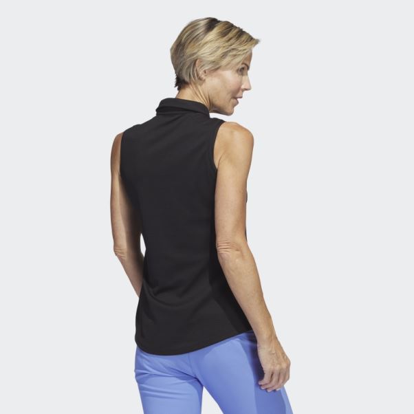 Polo De Golf Sans Manches Texture Noir Adidas