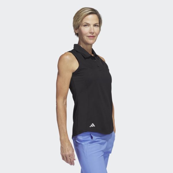 Polo De Golf Sans Manches Texture Noir Adidas
