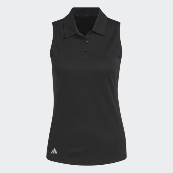 Polo De Golf Sans Manches Texture Noir Adidas