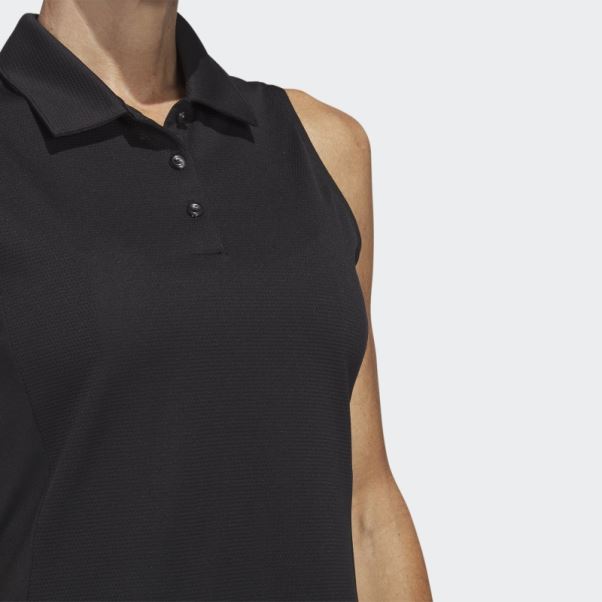 Polo De Golf Sans Manches Texture Noir Adidas