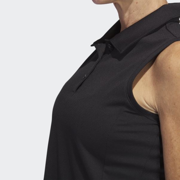 Polo De Golf Sans Manches Texture Noir Adidas
