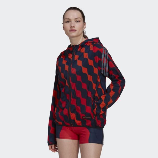 Coupe-vent De Course à Capuche Adidas Orange Marimekko Run Icons à 3 Bandes