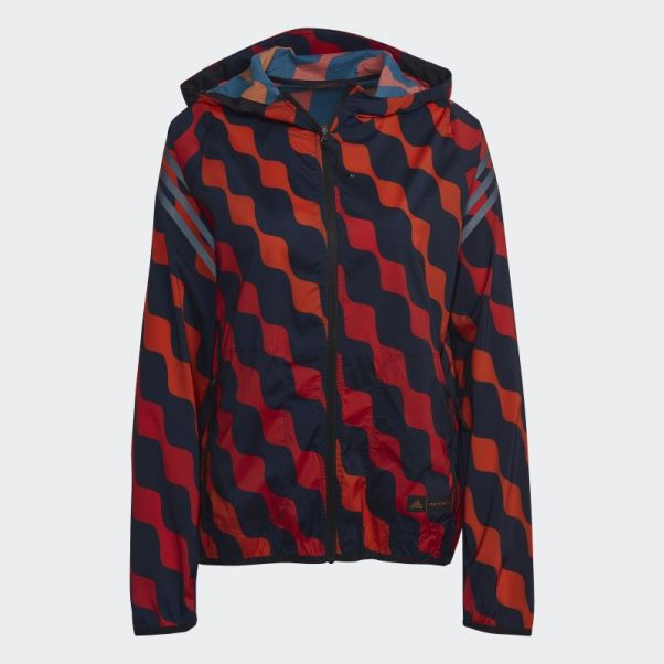 Coupe-vent De Course à Capuche Adidas Orange Marimekko Run Icons à 3 Bandes