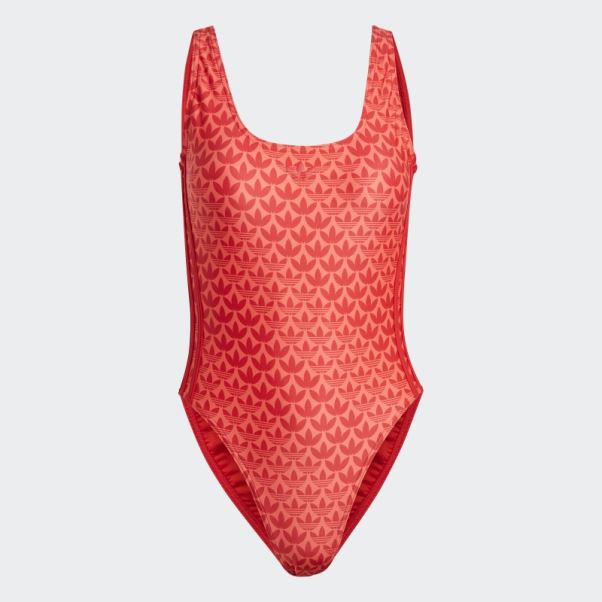 Maillot De Bain à 3 Bandes Et Monogramme Adidas Originals écarlate