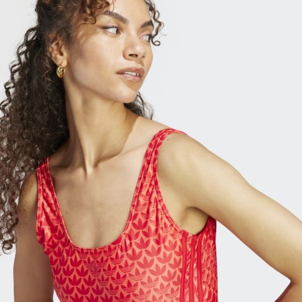 Maillot De Bain à 3 Bandes Et Monogramme Adidas Originals écarlate