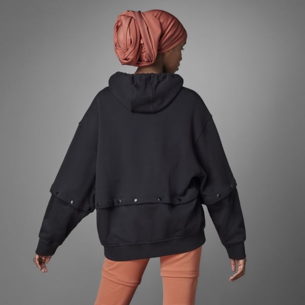 Sweat à Capuche Adidas Toujours Original Bouton Pression Noir