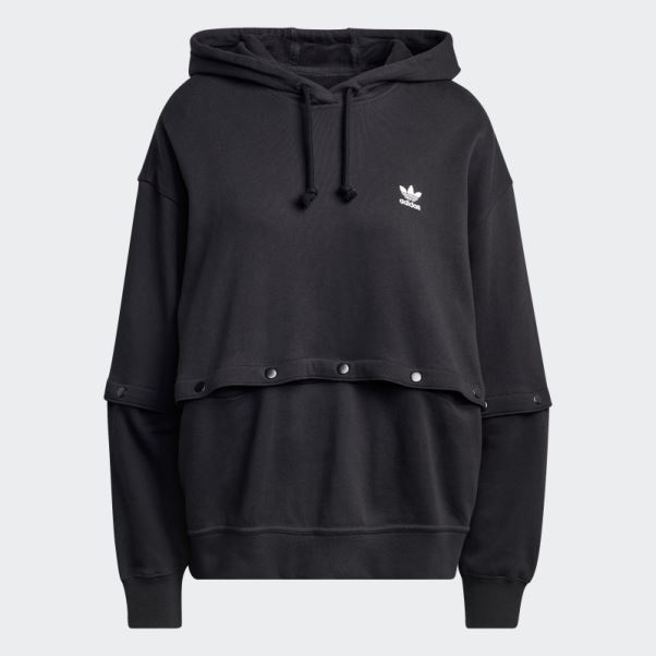 Sweat à Capuche Adidas Toujours Original Bouton Pression Noir