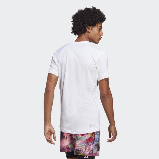 T-shirt Tennis Freelift Blanc Adidas Chaud