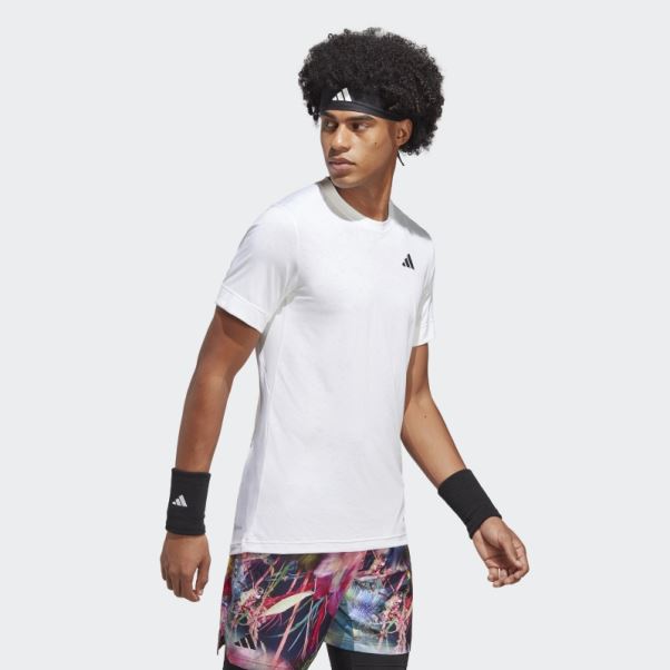T-shirt Tennis Freelift Blanc Adidas Chaud