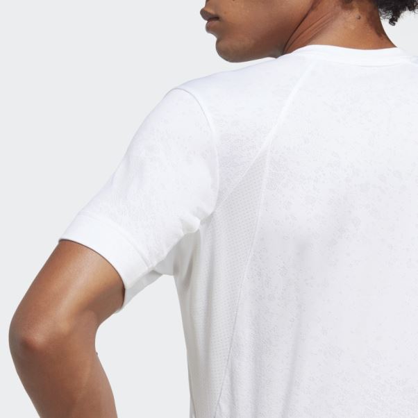 T-shirt Tennis Freelift Blanc Adidas Chaud