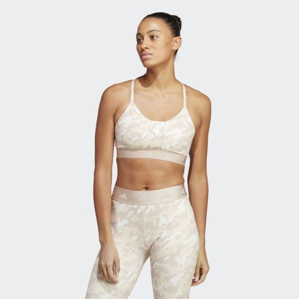 Soutien-gorge Technique à Maintien Léger Adidas Aeroreact Training Sable