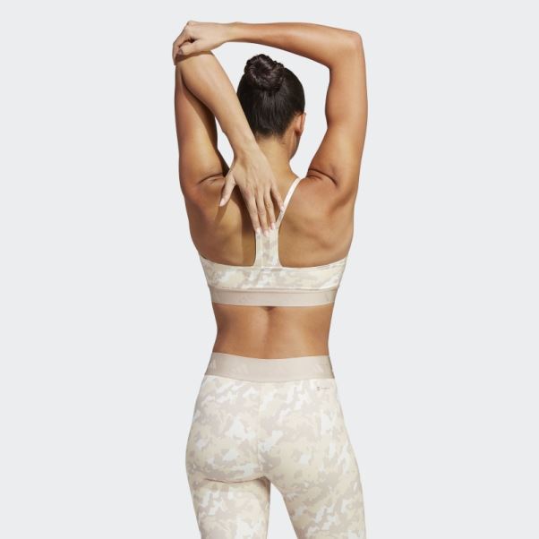 Soutien-gorge Technique à Maintien Léger Adidas Aeroreact Training Sable
