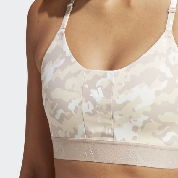 Soutien-gorge Technique à Maintien Léger Adidas Aeroreact Training Sable