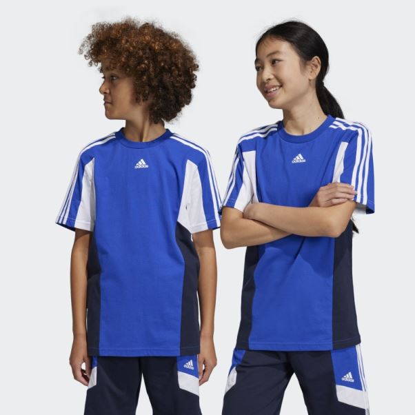 T-shirt Adidas Bleu Colorblock 3-stripes Regular Fit