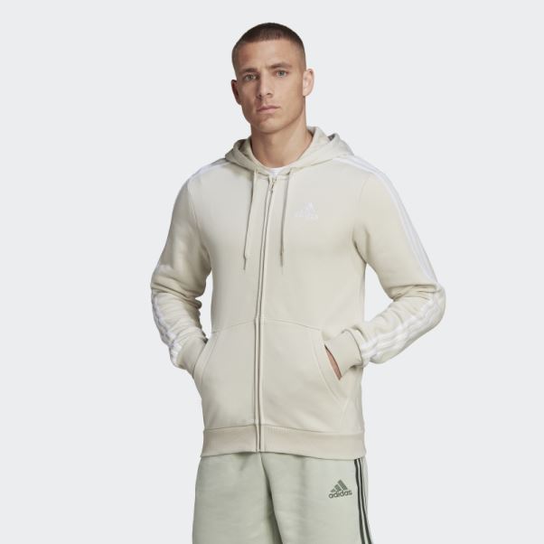 Sweat à Capuche Zippé Adidas Essentials Fleece 3-stripes Aluminium