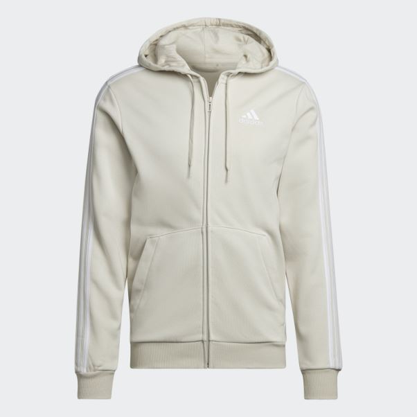 Sweat à Capuche Zippé Adidas Essentials Fleece 3-stripes Aluminium