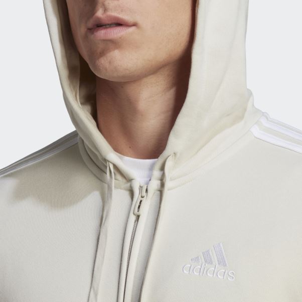 Sweat à Capuche Zippé Adidas Essentials Fleece 3-stripes Aluminium