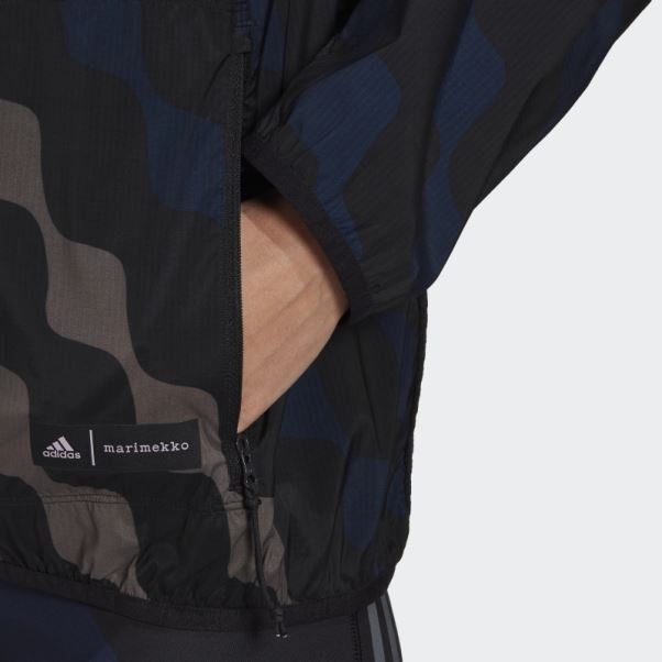 Adidas Marimekko Run Icons 3-stripes Coupe-vent à Capuche Noir