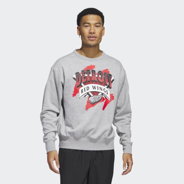 Sweat Adidas Vintage Crew Wings Rouge Gris Moyen