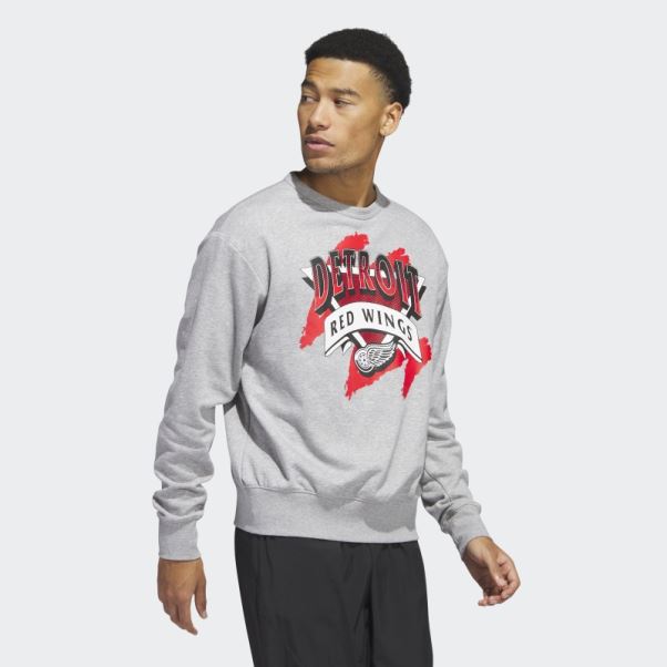 Sweat Adidas Vintage Crew Wings Rouge Gris Moyen