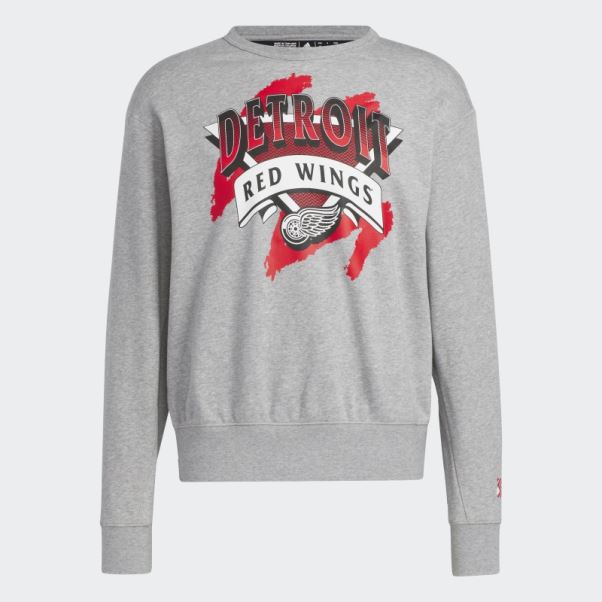 Sweat Adidas Vintage Crew Wings Rouge Gris Moyen