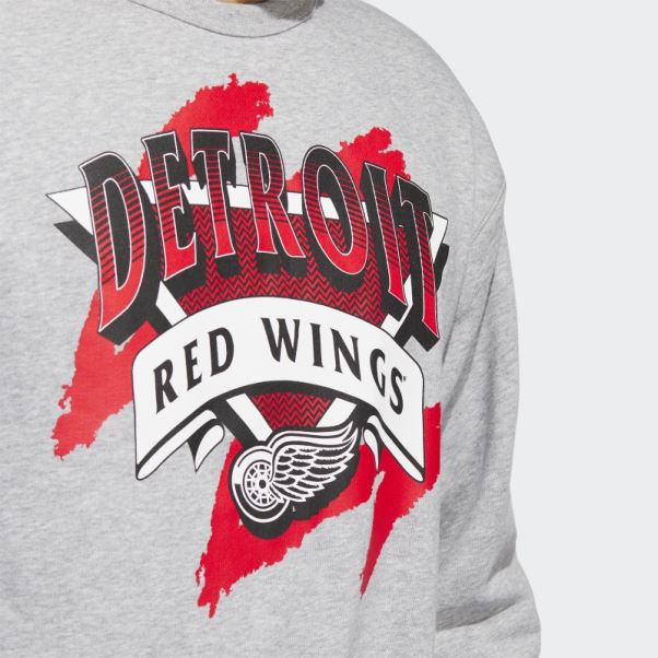 Sweat Adidas Vintage Crew Wings Rouge Gris Moyen