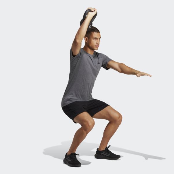 T-shirt D'entraînement Adidas Feelready Train Essentials Gris Foncé Chiné