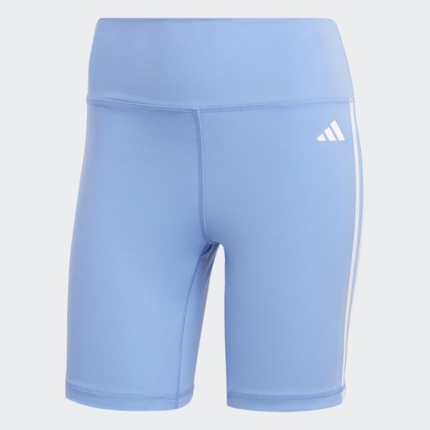 Adidas Training Essentials Legging Court Taille Haute 3 Bandes Bleu