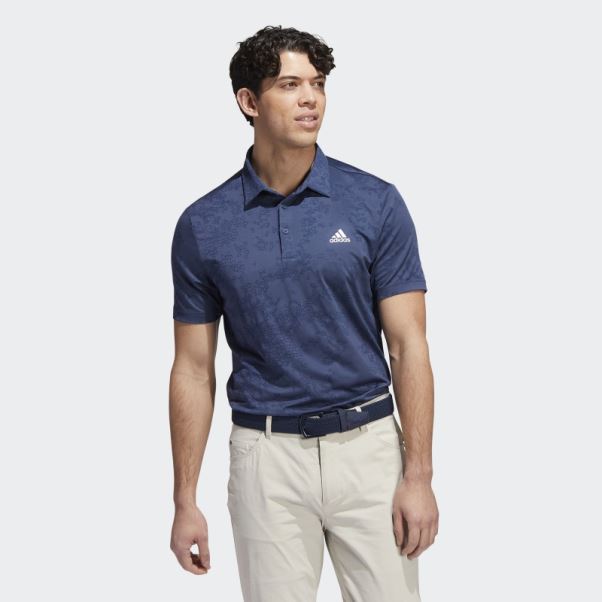 Polo Jacquard Bleu Marine Adidas