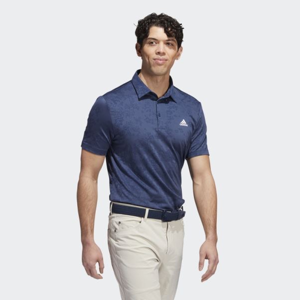 Polo Jacquard Bleu Marine Adidas