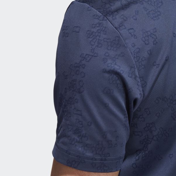 Polo Jacquard Bleu Marine Adidas