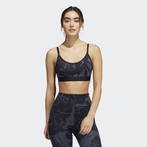 Soutien-gorge Imprimé Fleuri à Maintien Léger Adidas Bleu Marine