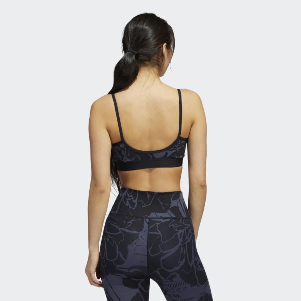 Soutien-gorge Léger Imprimé Fleuri Adidas Bleu Marine