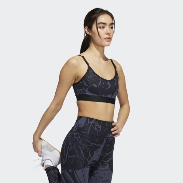Soutien-gorge Léger Imprimé Fleuri Adidas Bleu Marine