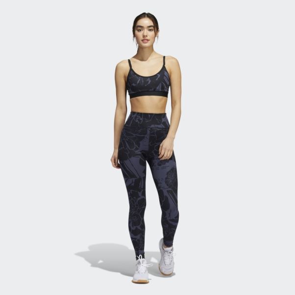 Soutien-gorge Léger Imprimé Fleuri Adidas Bleu Marine