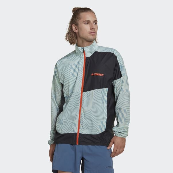 Veste Coupe-vent Imprimée Adidas Terrex Trail Running Gris Fashion