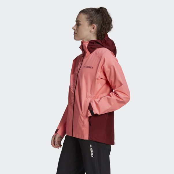 Veste De Pluie Adidas Terrex Gore-tex Paclite Rouge Acide
