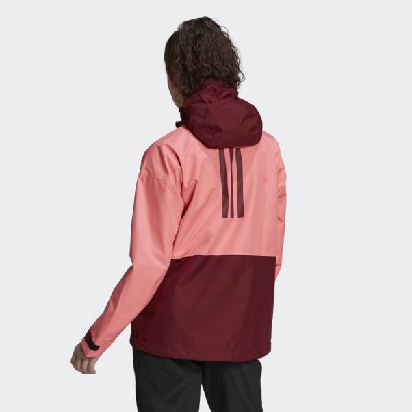 Veste De Pluie Adidas Terrex Gore-tex Paclite Rouge Acide