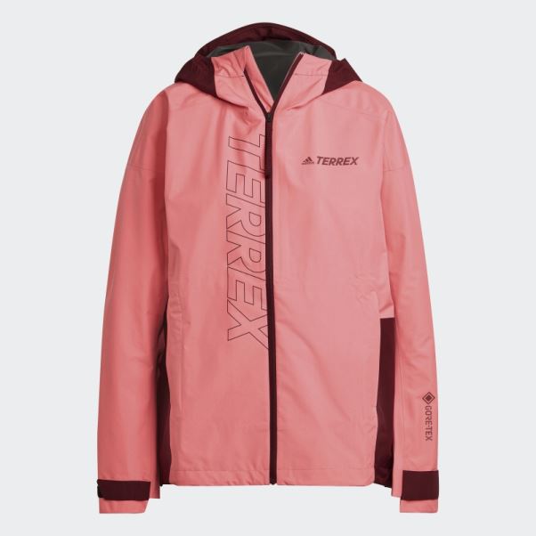 Veste De Pluie Adidas Terrex Gore-tex Paclite Rouge Acide