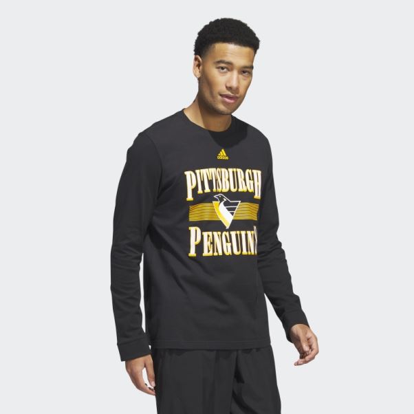 T-shirt à Manches Longues Meneur De Jeu Des Pingouins Noirs Adidas